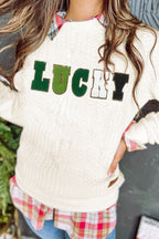 Merry And Bright Cable Knit Pullover Sweatshirt