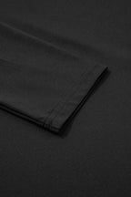 Black Crisscross Boat Neck Long Sleeve Slim Top