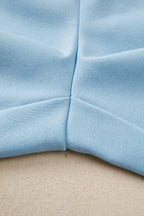 Mist Blue Solid Color Loose Tee Drawstring Wide Leg Pants 2pcs Outfit