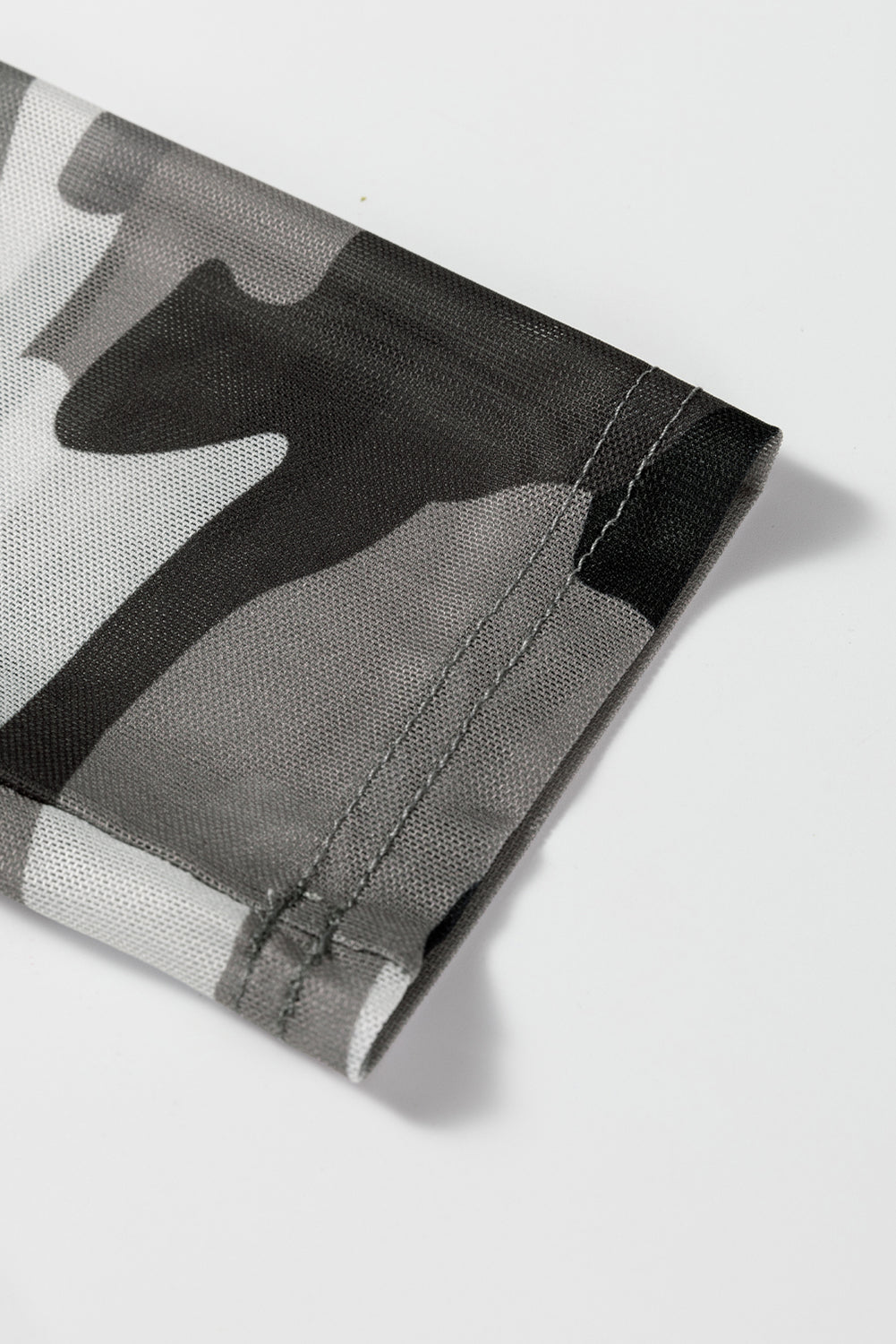 Western Fashion Camouflage Print Mesh Long Sleeve Top