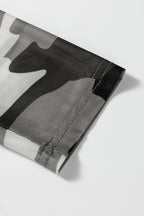 Western Fashion Camouflage Print Mesh Long Sleeve Top