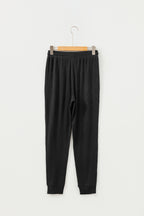 Black Ribbed Drawstring Active Jogger Pants