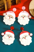 Bright Pearl Decor Cute Father Christmas Earrings