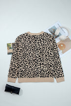 Black Leopard Drop Shoulder Chunky Knitted Cardigan Sweater