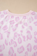 Pink Leopard Two Piece Top and Pants Set