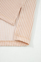 Twist Ribbed Exposed Seam Detail Long Sleeve Loose Top