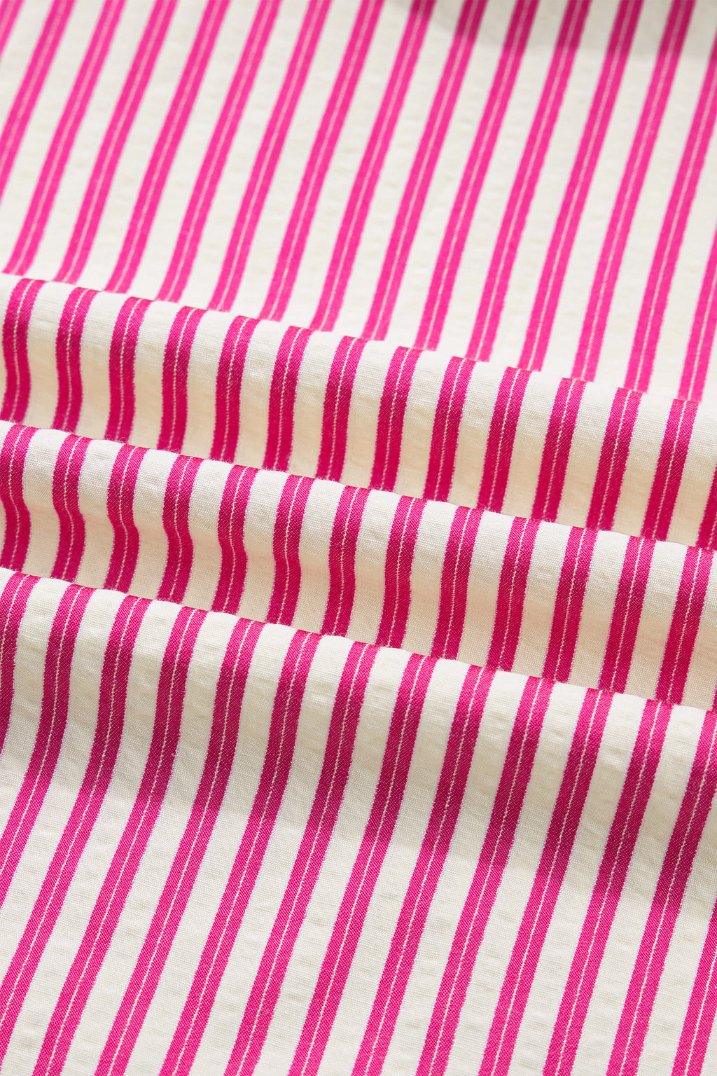 Rose Stripe Shirred Yoke Ruffled Short Sleeve Blouse