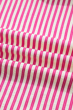 Rose Stripe Shirred Yoke Ruffled Short Sleeve Blouse