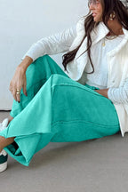 Sea Green Mineral Wash Drawstring Elastic Waist Raw Hem Loose Pants