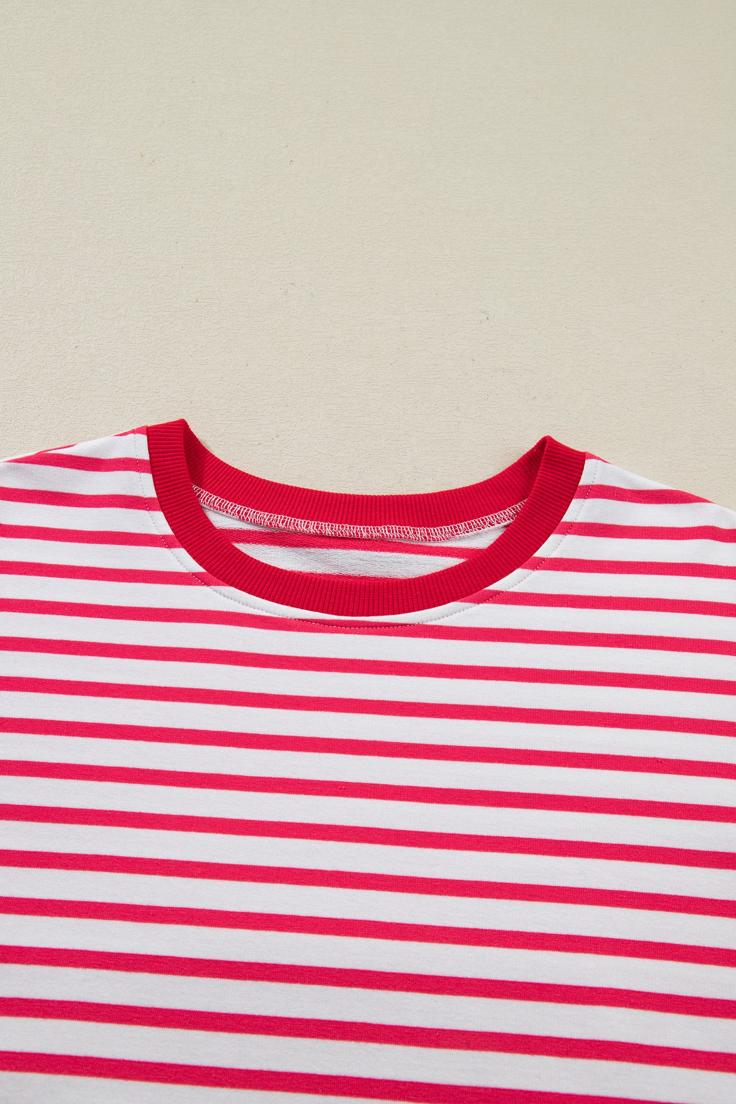 Red Stripe Drop Shoulder Half Sleeve T Shirt