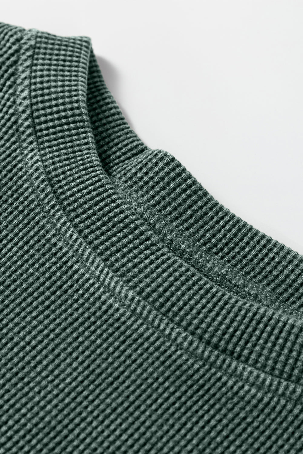 Bright Pink Waffle Knit Patchwork Long Sleeve Loose Top