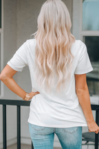 White STARS AND STRIPES Crew Neck Graphic Tee