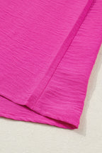 Rose Red Contrast V Neck Colorblock Wide Short Sleeve Top