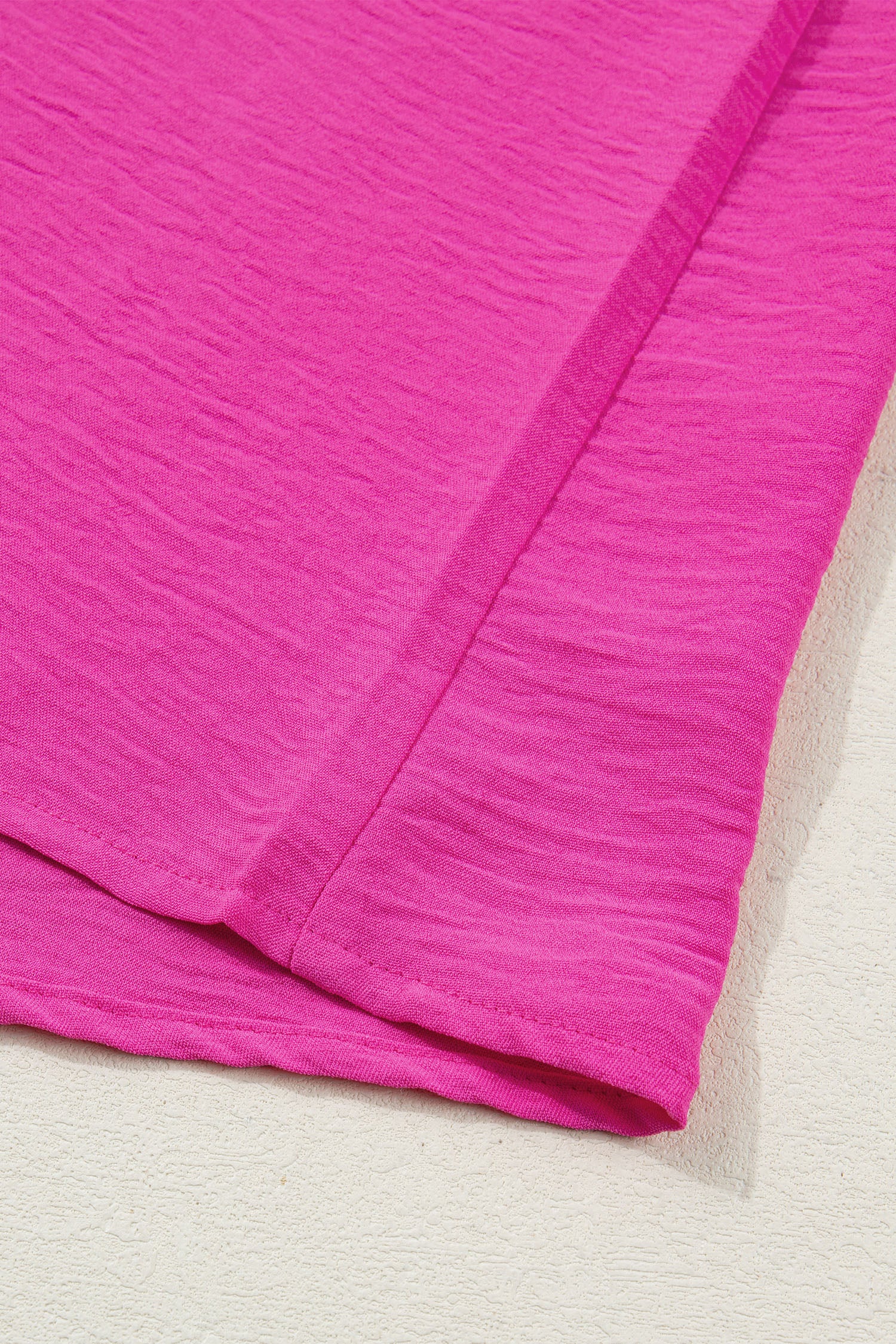 Rose Red Contrast V Neck Colorblock Wide Short Sleeve Top