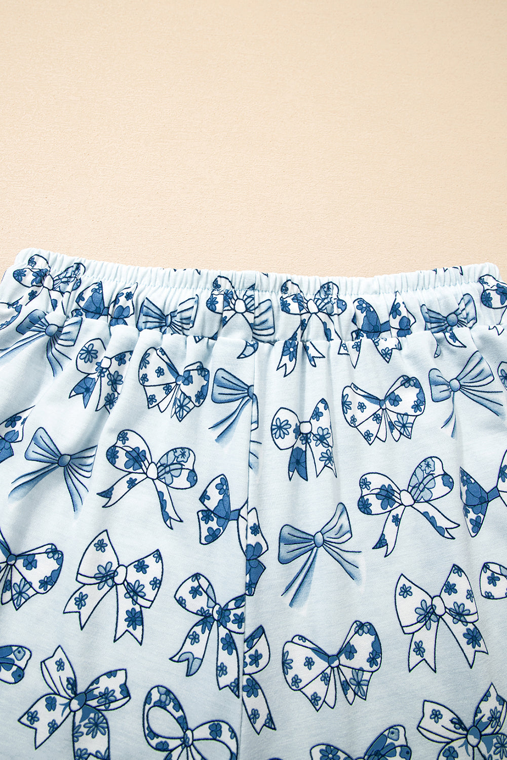 Sky Blue Bow Print Short Pyjama Set