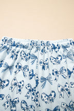 Sky Blue Bow Print Short Pyjama Set