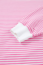 Pink Stripe Oversize Mock Neck Sweatshirt and Shorts Set