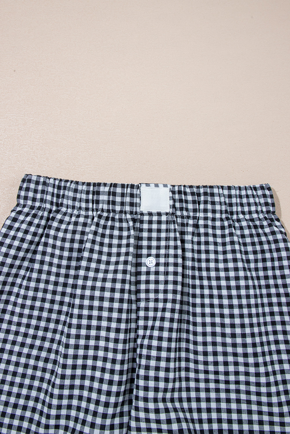 Blue Gingham Printed High Waist Shorts