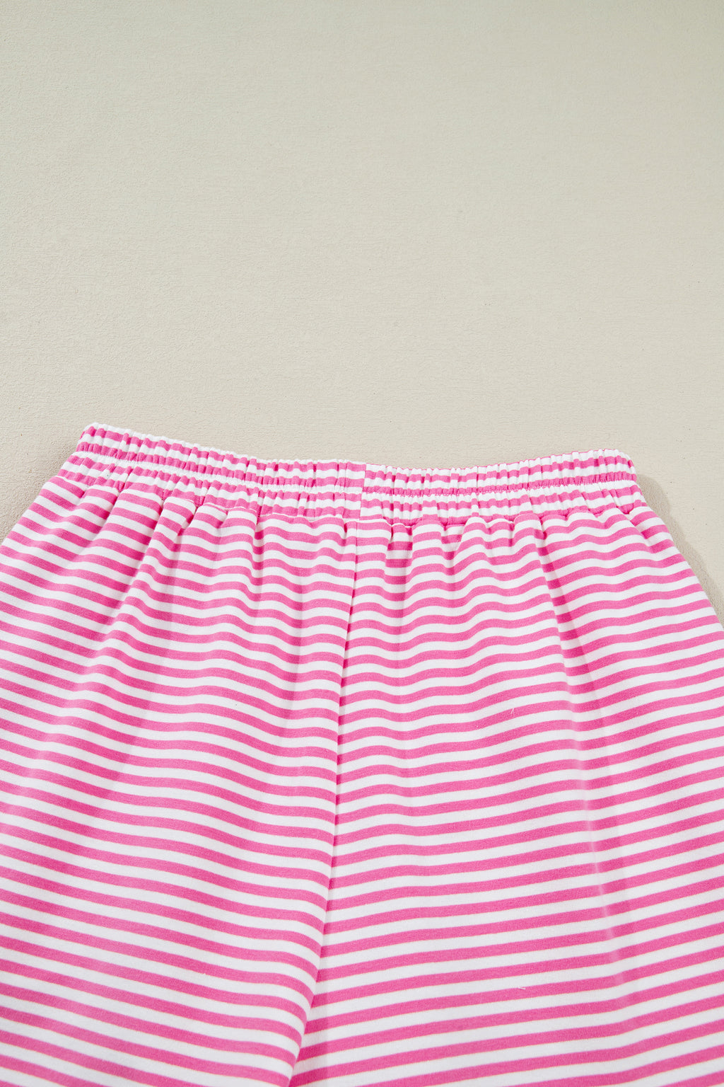 Pink Stripe Oversize Mock Neck Sweatshirt and Shorts Set
