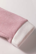 Light Pink Contrast Color Trim Knit Drop Shoulder Loose Top