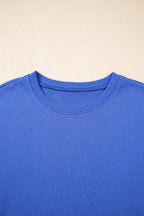 Sky Blue Varsity Contrast Banded Sleeve Shift Sweatshirt Dress