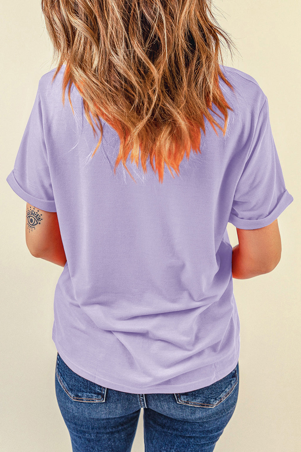 Casual Plain Crew Neck Tee