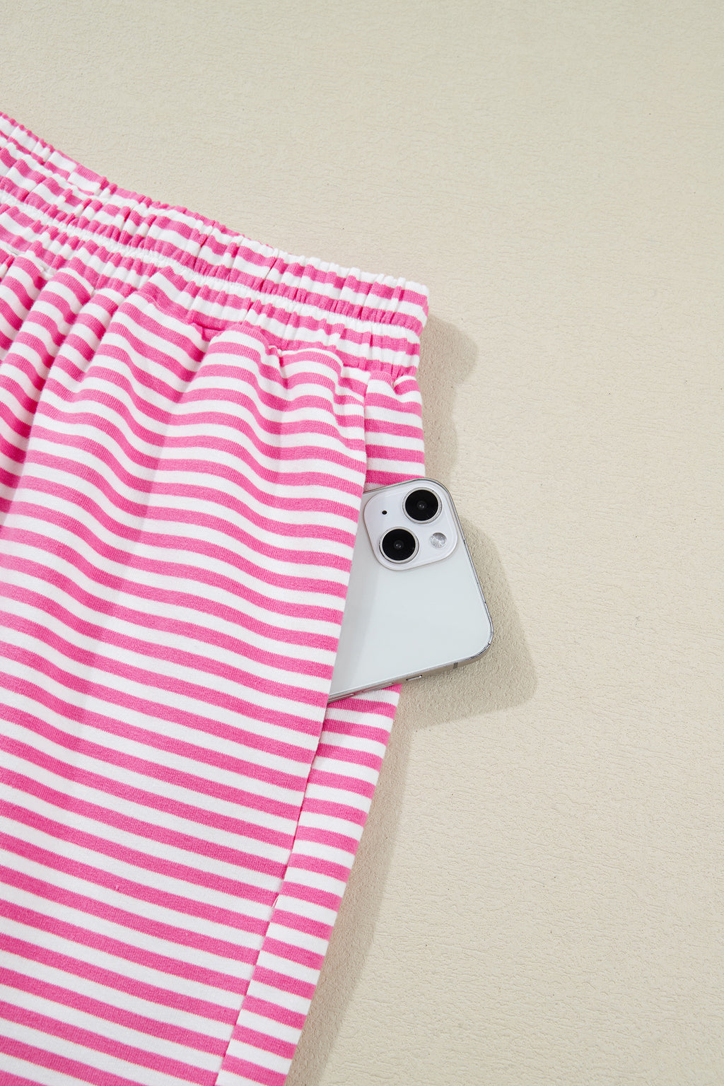 Pink Stripe Oversize Mock Neck Sweatshirt and Shorts Set