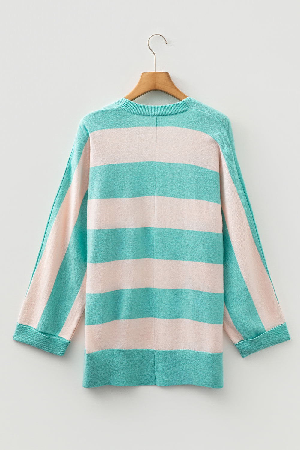 Iceland Blue Colorblock Knit Open Front Short Casual Cardigan