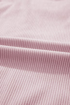 Pink Brushed Plaid Corduroy Flap Pockets Patchwork Shacket