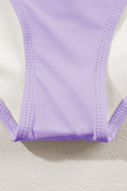 Striped Patchwork Spaghetti Strap High Waist Bikini Swimsuit