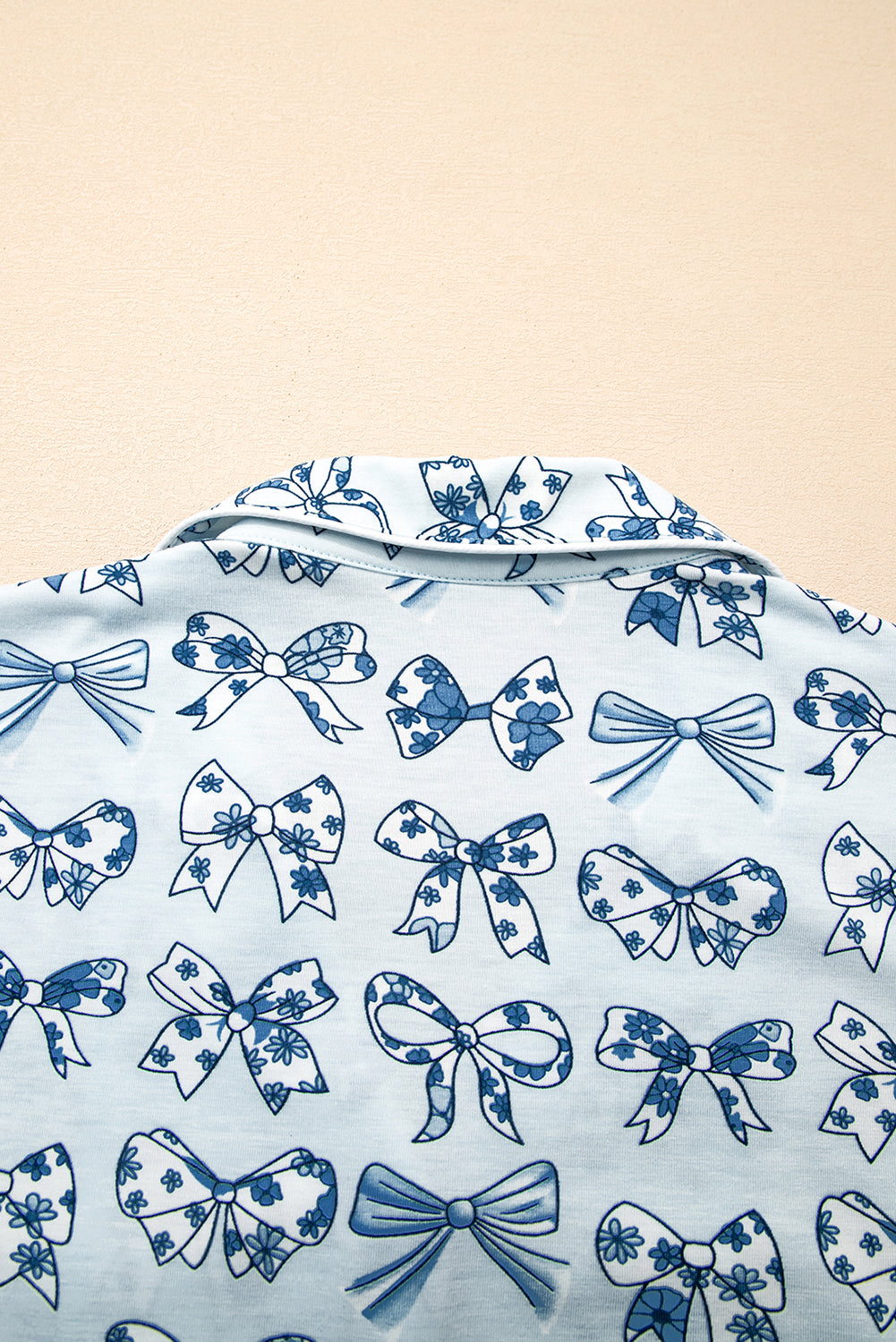 Sky Blue Bow Print Short Pyjama Set