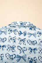 Sky Blue Bow Print Short Pyjama Set