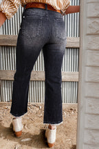Beau Blue Mineral Wash Raw Hem High Waist Flared Jeans