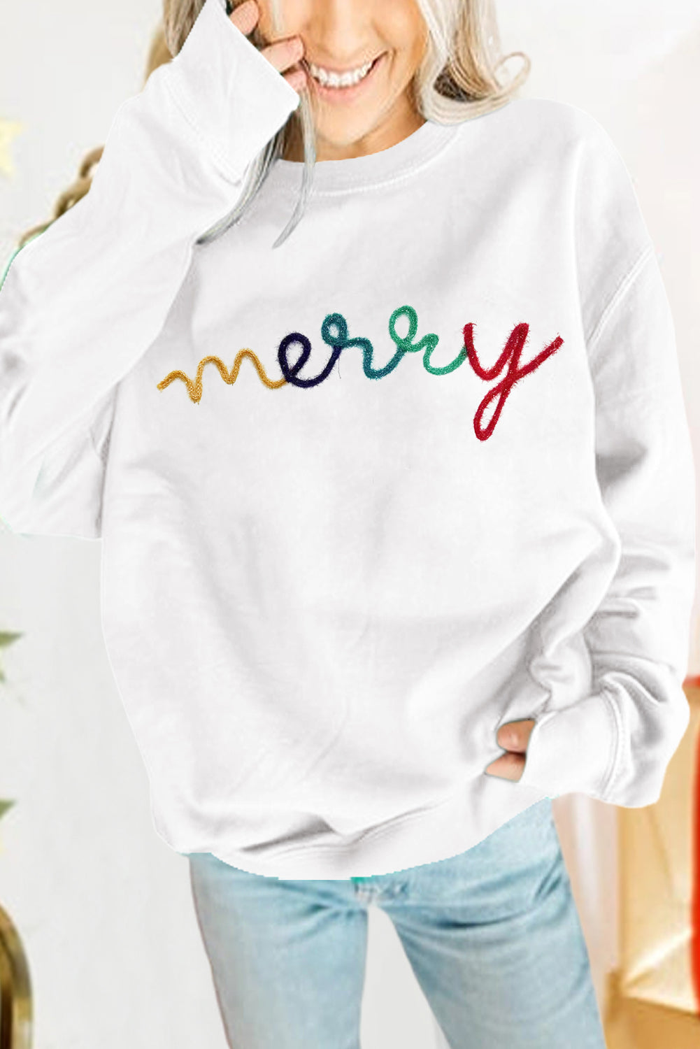 MERRY Graphic Pullover Sweatshirt