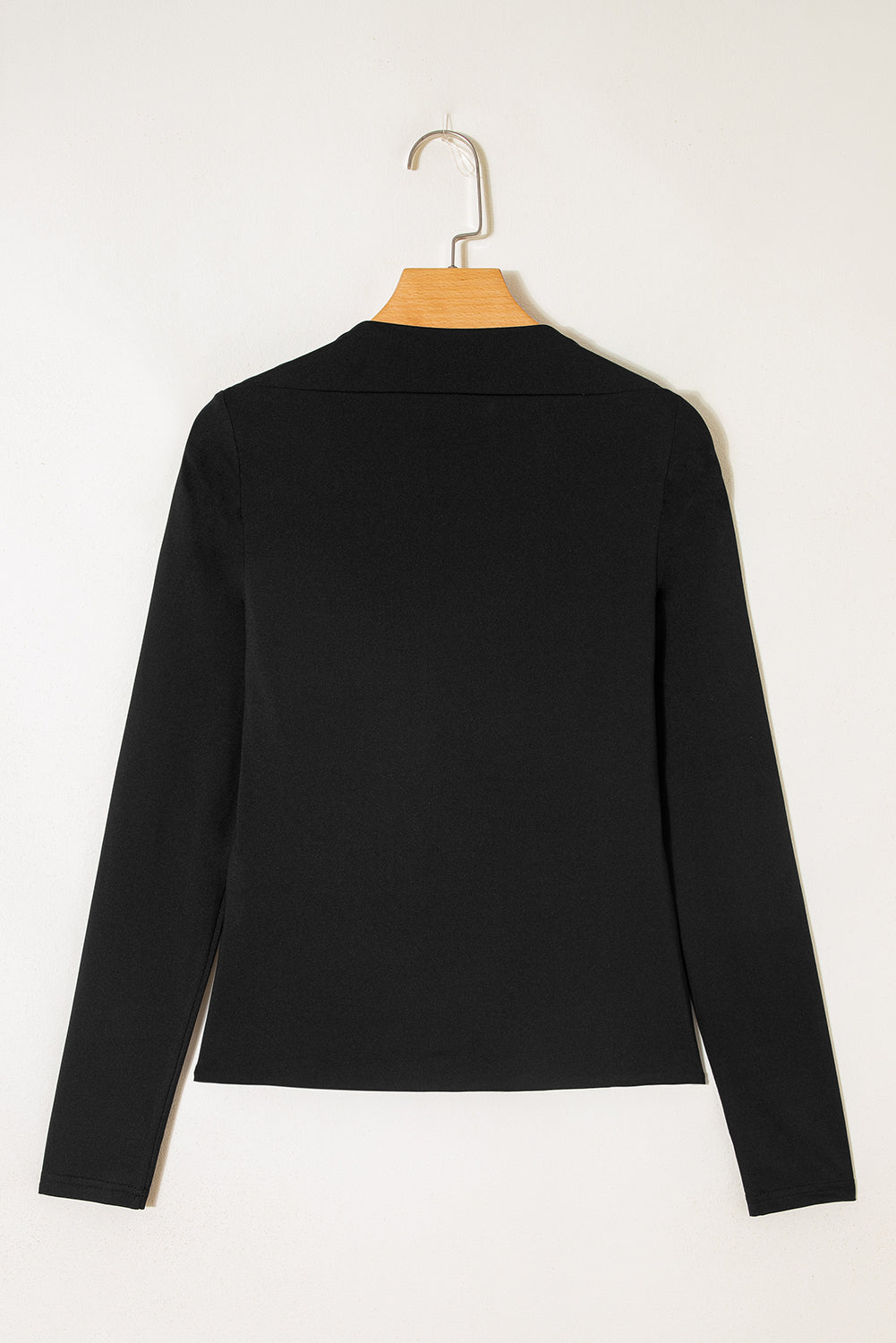 Black Crisscross Boat Neck Long Sleeve Slim Top