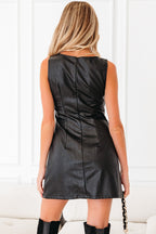 Vegan Leather Sleeveless Mini Dress