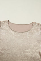 Apricot Plus Size Metallic Long Flounce Sleeve Blouse