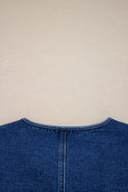 Sail Blue Vintage Fastening Big Patched Pockets Straight Cut Deep Wash Denim Jacket