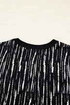 Black Abstract Printed V Neck Fall Blouse