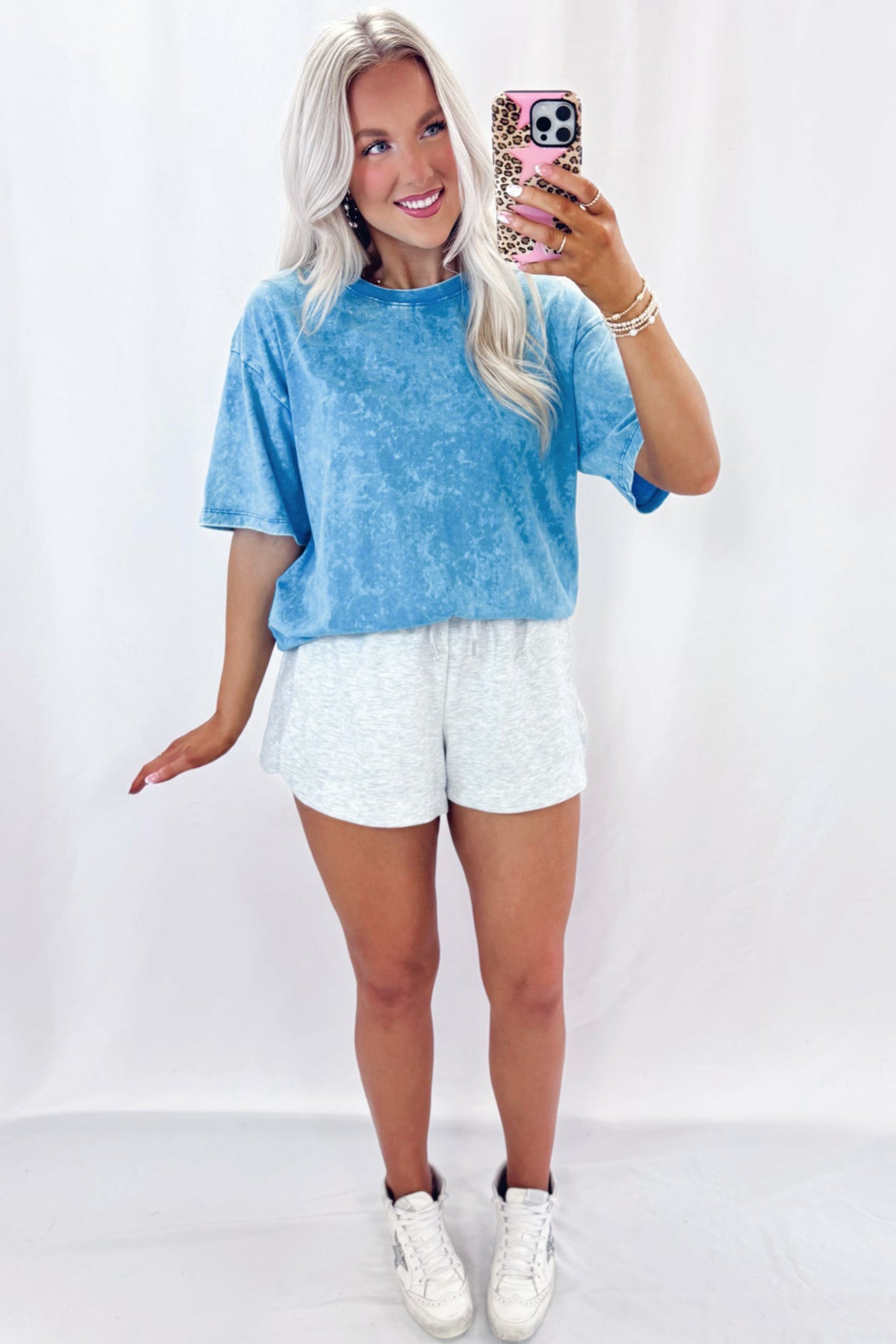 Blue Mineral Washed Oversized Tee