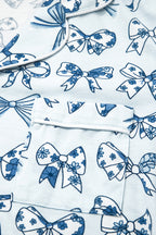 Sky Blue Bow Print Short Pyjama Set