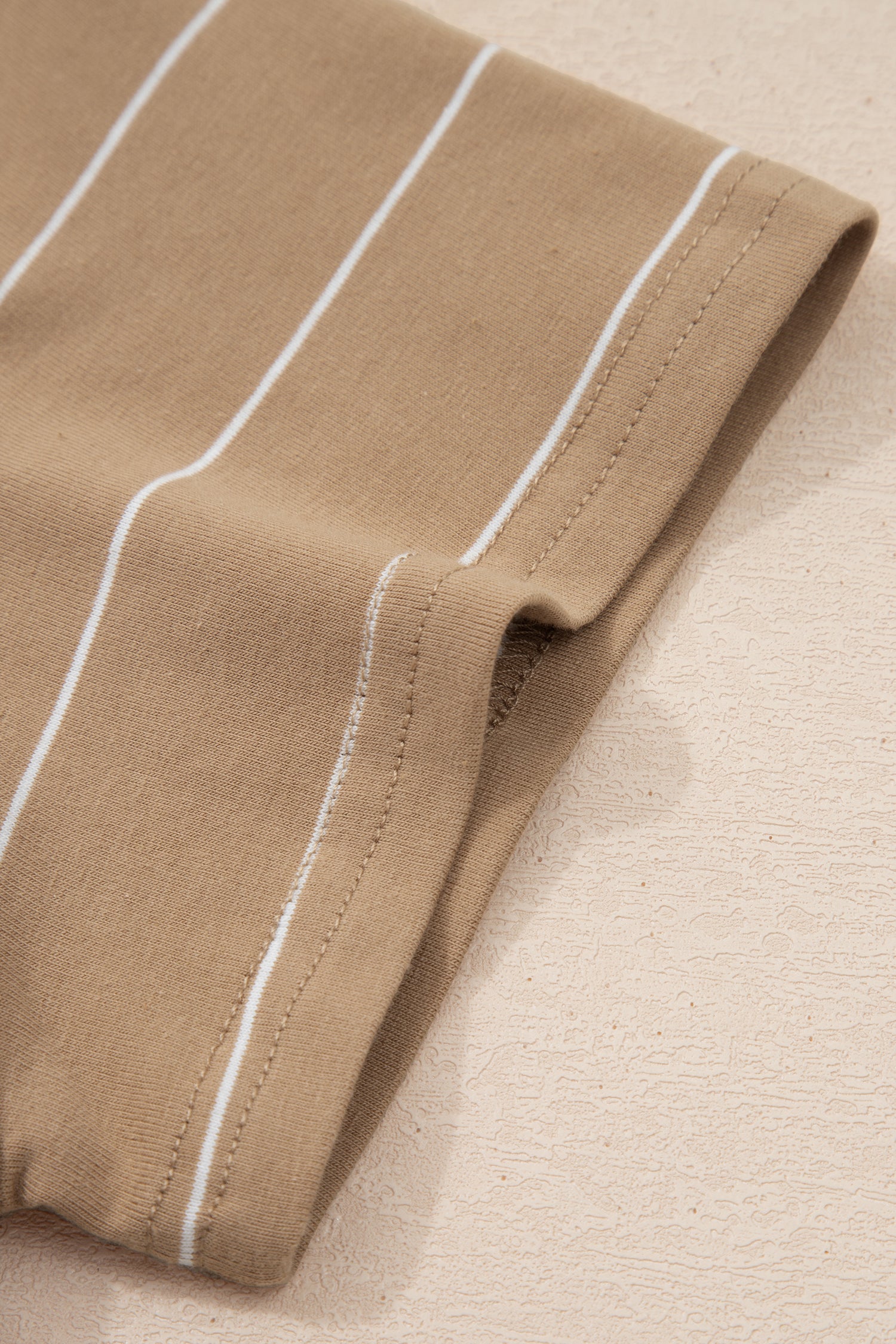 Khaki Stripe Casual Short Sleeve Side Slit Maxi T Shirt Dress