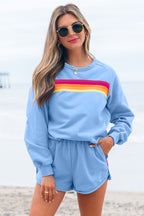 Accent Pullover and Shorts Two Piece Casual Set