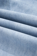 Beau Blue Drawstring Seam Detail Raw Hem Wide Leg Denim Pants