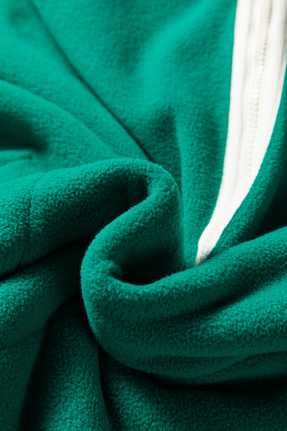 Dark Green Half Zip Contrast Trim Pocketed Plus Size Fleece Sweatshirt