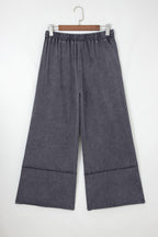 Flower Patch Mineral Washed Terry Knit Cropped Wide Leg Pants