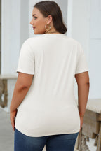 Orange Casual Plain Crew Neck Tee