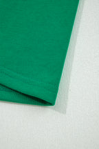 Dark Green Contrast Piping Crewneck Pullover Mini Skirt Set