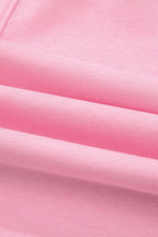 Pink Solid Color Raw Edge Half Sleeve Pocketed Loose Romper