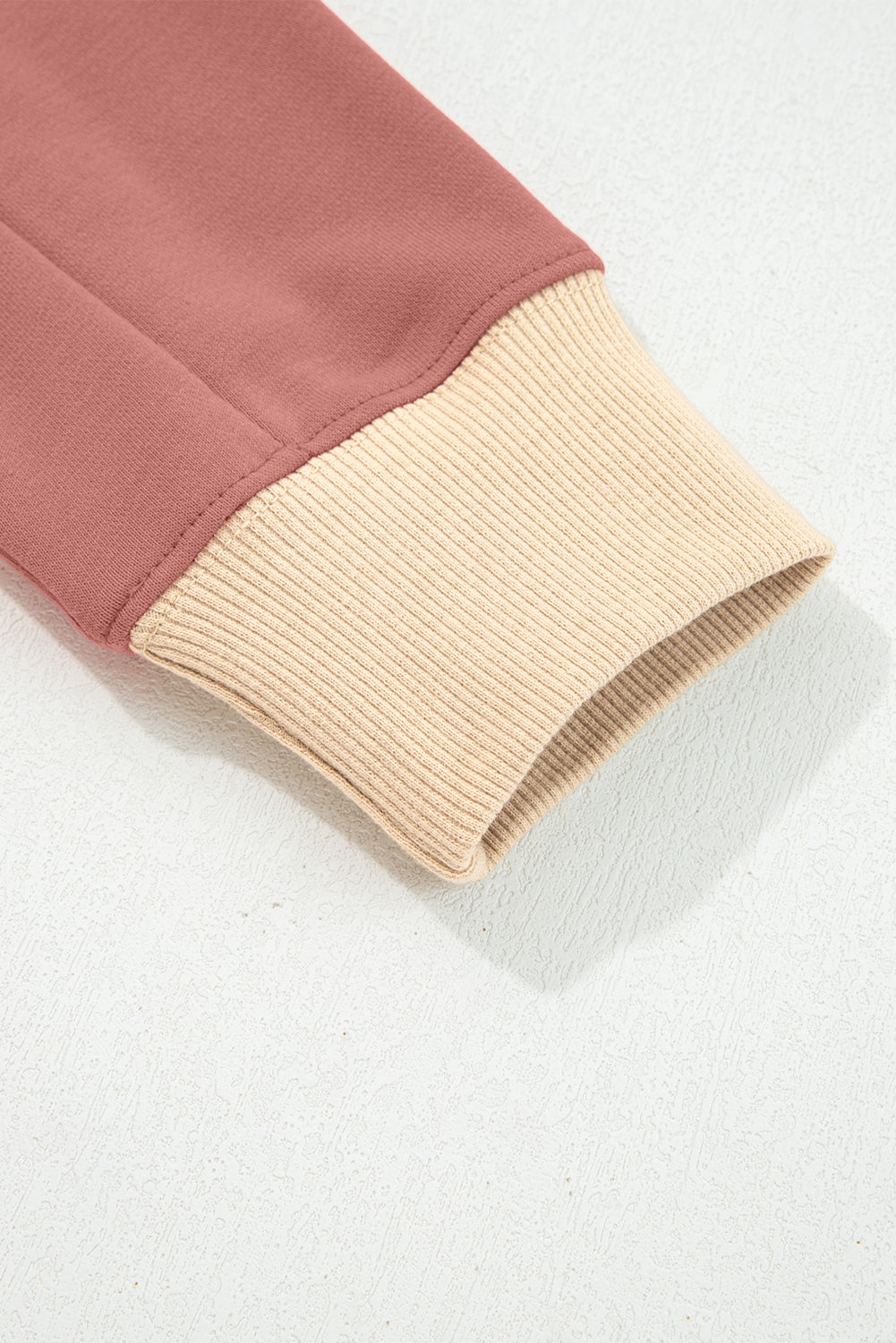 Rose Pink Contrast Star Patchwork Exposed Seam Uneven Hem Drop Shoulder Sweatshirt